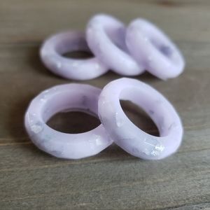 Periwinkle Silver Resin Ring- Silver Flake Ring- Resin Ring- Silver Ring- Stack